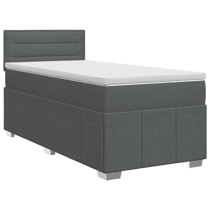 Postel Boxspring S Matrací S Čelo Tmavě Šedá 90 X 200 Cm Textil