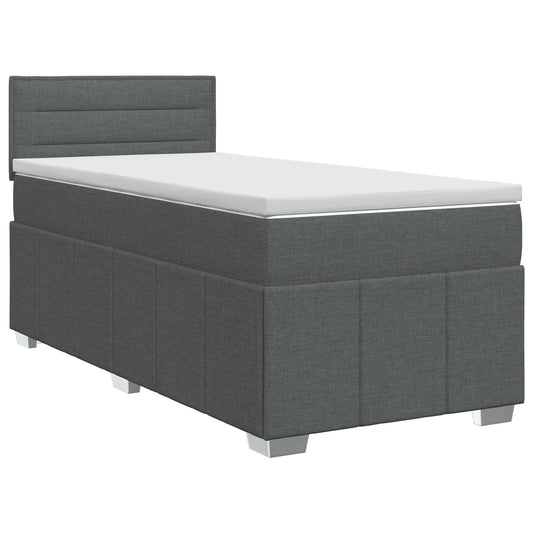 Postel Boxspring S Matrací S Čelo Tmavě Šedá 90 X 200 Cm Textil