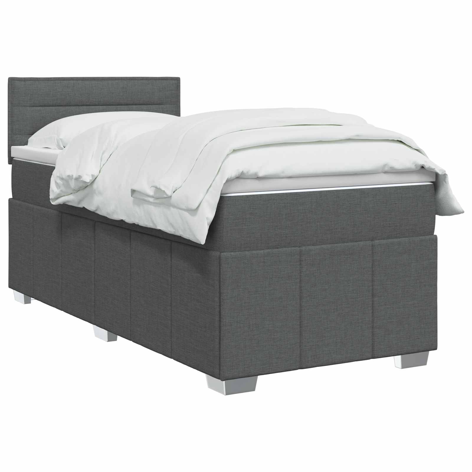 Postel Boxspring S Matrací S Čelo Tmavě Šedá 90 X 200 Cm Textil
