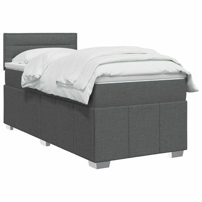 Postel Boxspring S Matrací S Čelo Tmavě Šedá 90 X 200 Cm Textil