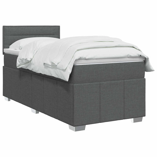 Postel Boxspring S Matrací S Čelo Tmavě Šedá 90 X 200 Cm Textil