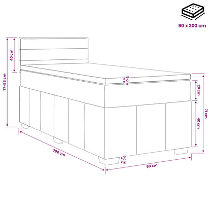 Postel Boxspring S Matrací S Čelo Tmavě Šedá 90 X 200 Cm Textil