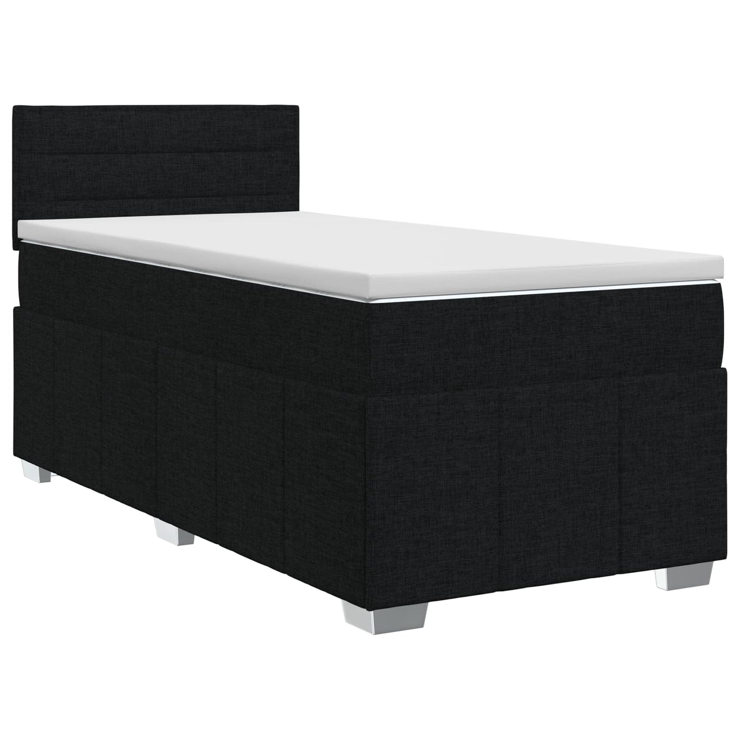 Postel Boxspring S Matrací S Čelo Černá 90 X 200 Cm Textil