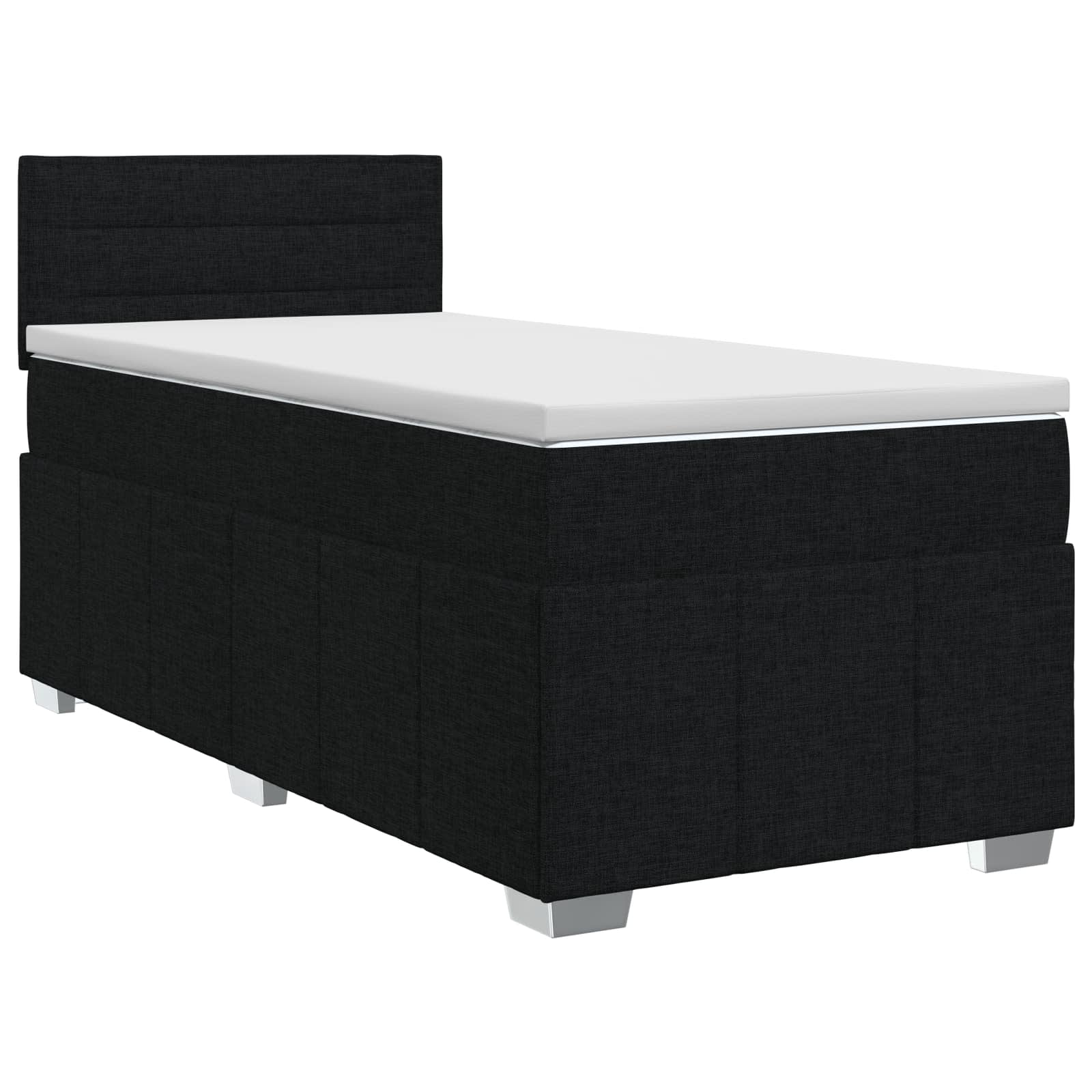 Postel Boxspring S Matrací S Čelo Černá 90 X 200 Cm Textil