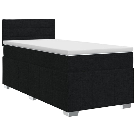 Postel Boxspring S Matrací S Čelo Černá 90 X 200 Cm Textil