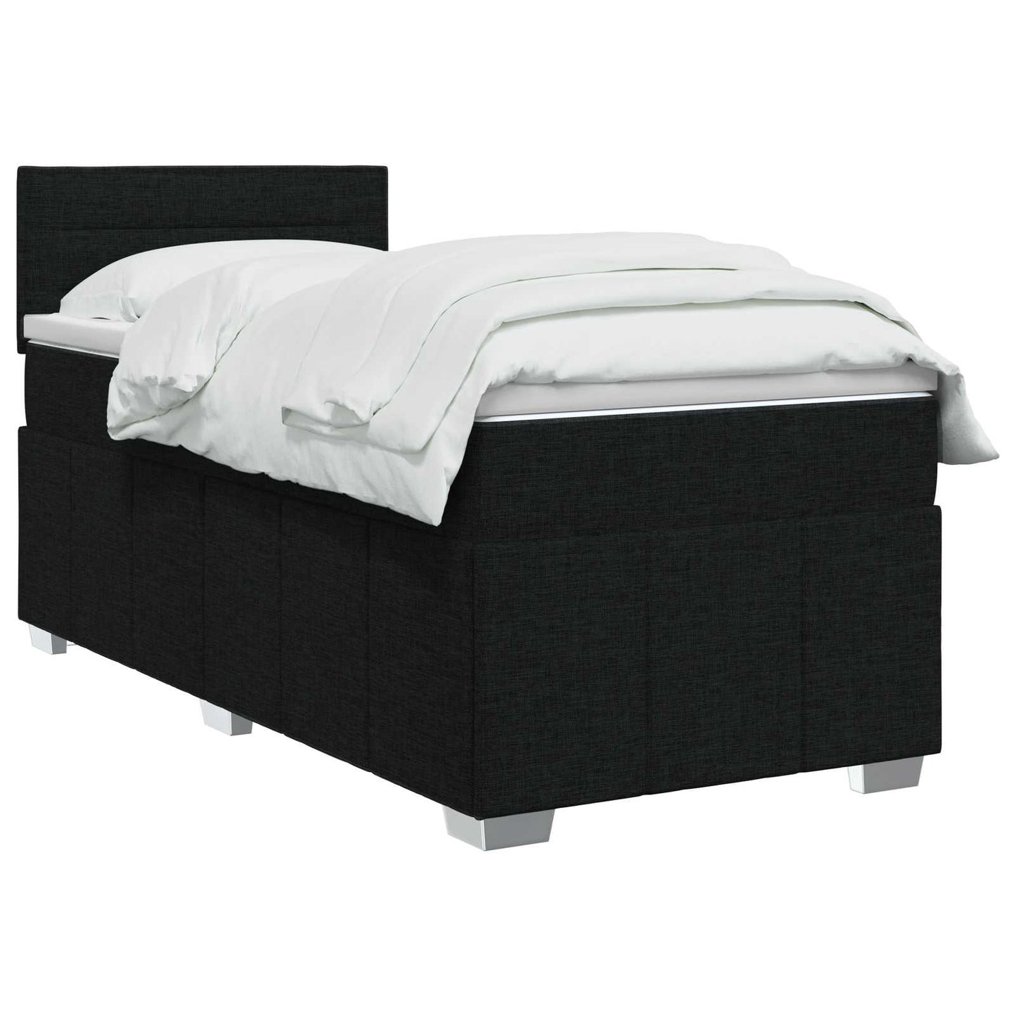 Postel Boxspring S Matrací S Čelo Černá 90 X 200 Cm Textil