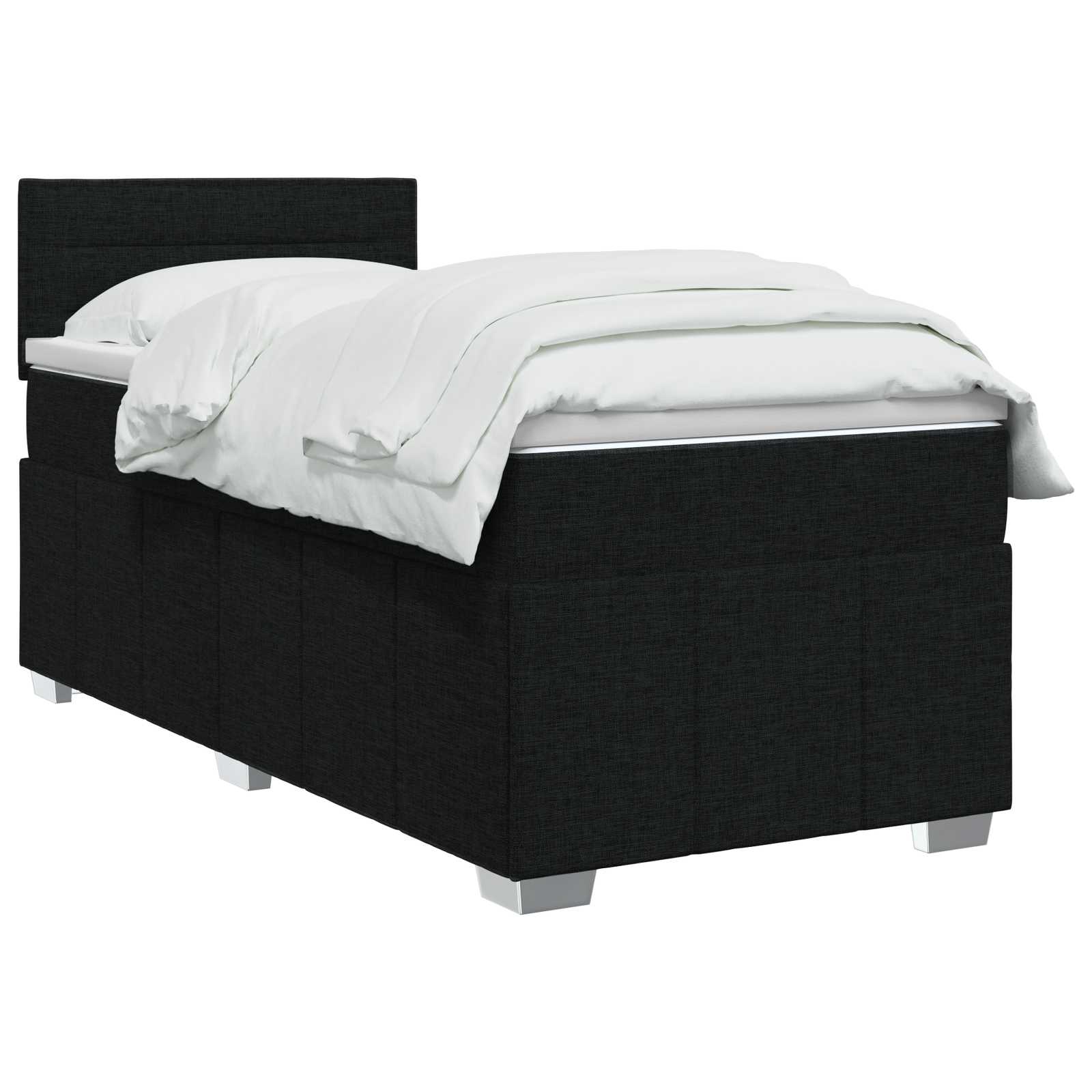 Postel Boxspring S Matrací S Čelo Černá 90 X 200 Cm Textil
