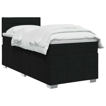 Postel Boxspring S Matrací S Čelo Černá 90 X 200 Cm Textil