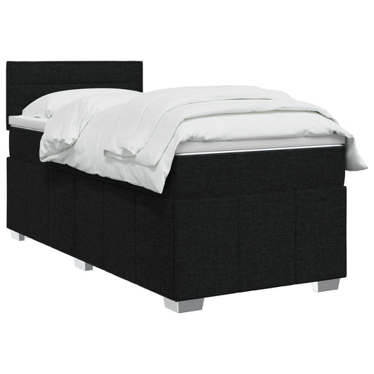 Postel Boxspring S Matrací S Čelo Černá 90 X 200 Cm Textil