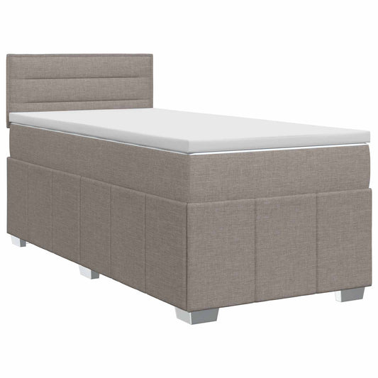 Postel Boxspring S Matrací S Čelo Taupe 90 X 200 Cm Textil