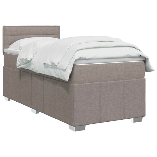 Postel Boxspring S Matrací S Čelo Taupe 90 X 200 Cm Textil