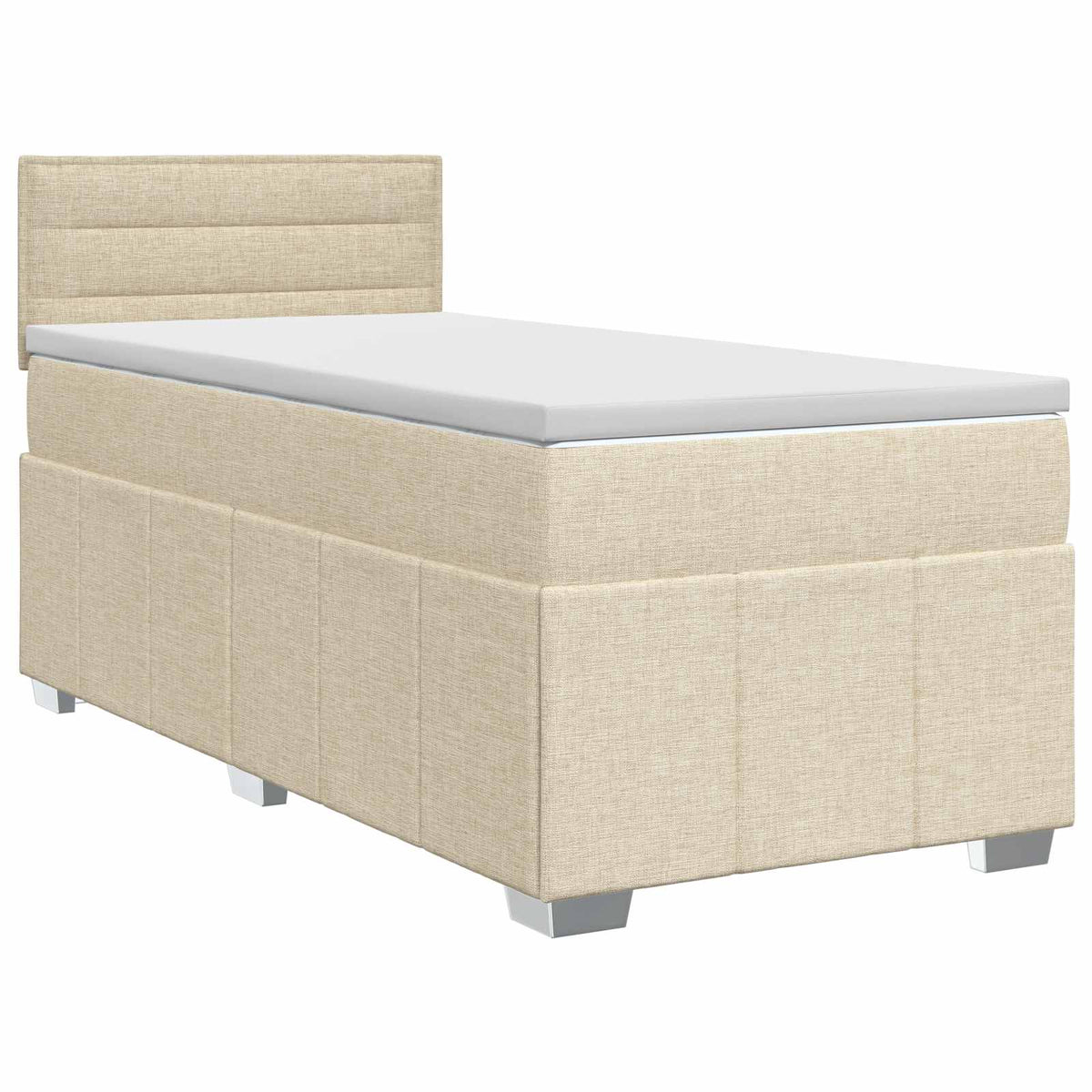 Postel Boxspring S Matrací S Čelo Krémová 90 X 200 Cm Textil