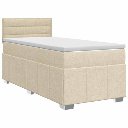 Postel Boxspring S Matrací S Čelo Krémová 90 X 200 Cm Textil