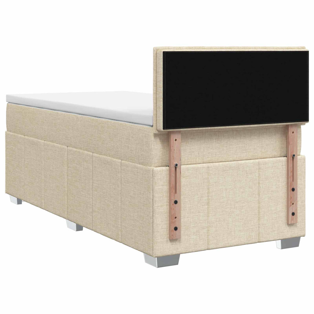 Postel Boxspring S Matrací S Čelo Krémová 90 X 200 Cm Textil