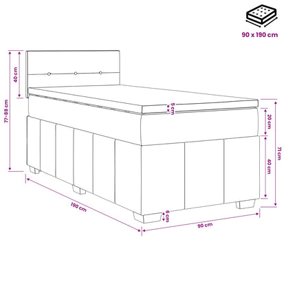 Postel Boxspring S Matrací 90 X 190 Cm Textil
