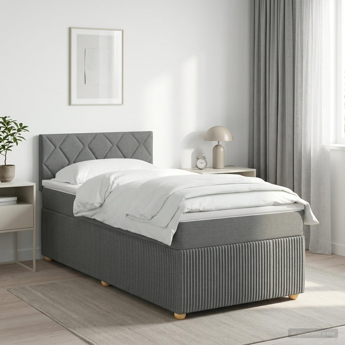 Postel Boxspring S Matrací 90 X 190 Cm Textil