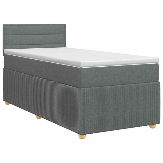 Postel Boxspring S Matrací S Čelo Tmavě Šedá 90 X 200 Cm Textil