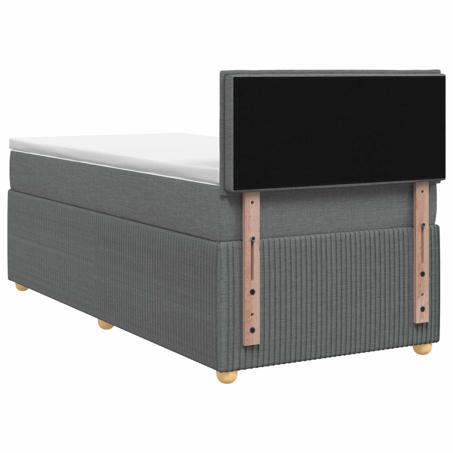Postel Boxspring S Matrací S Čelo Tmavě Šedá 90 X 200 Cm Textil