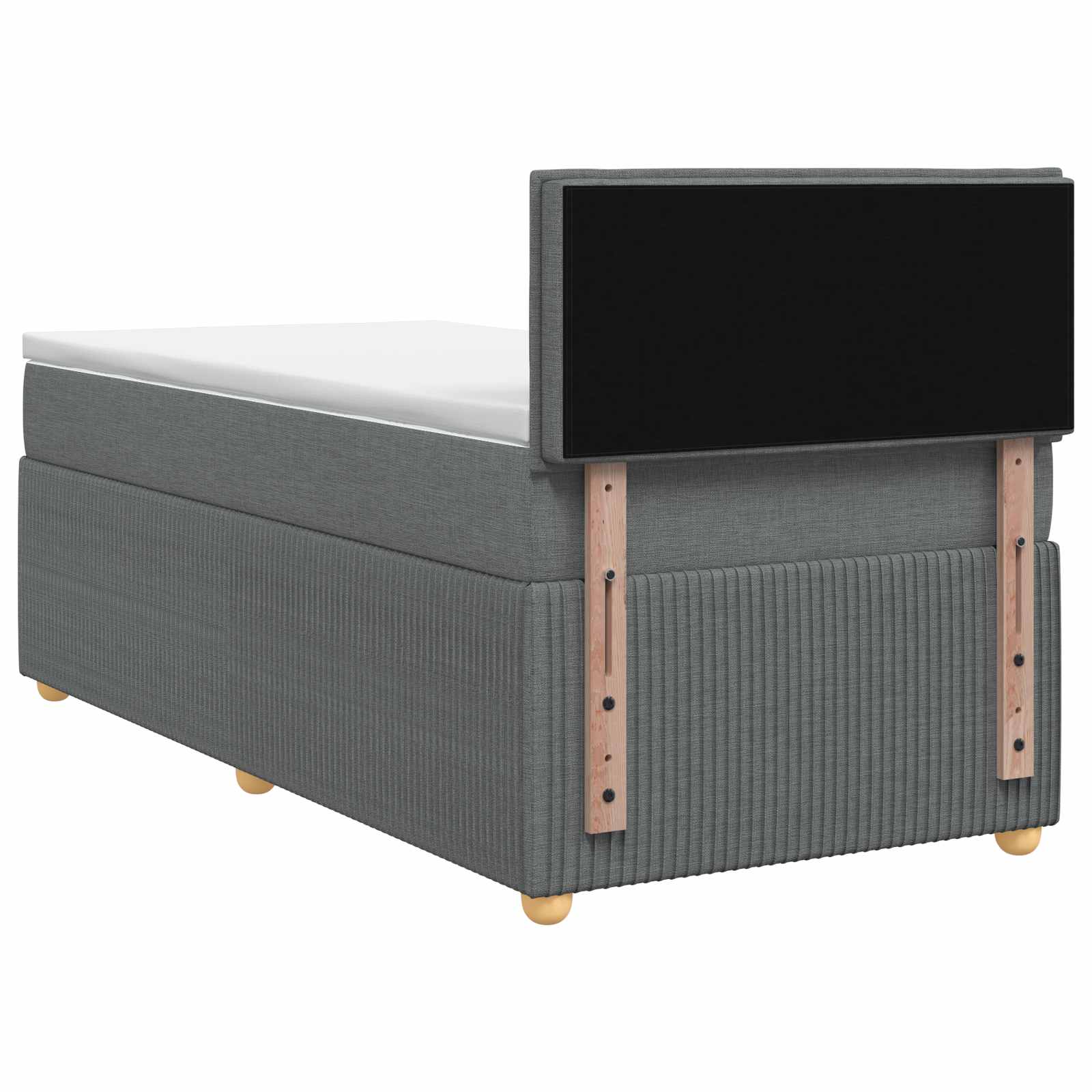 Postel Boxspring S Matrací S Čelo Tmavě Šedá 90 X 200 Cm Textil