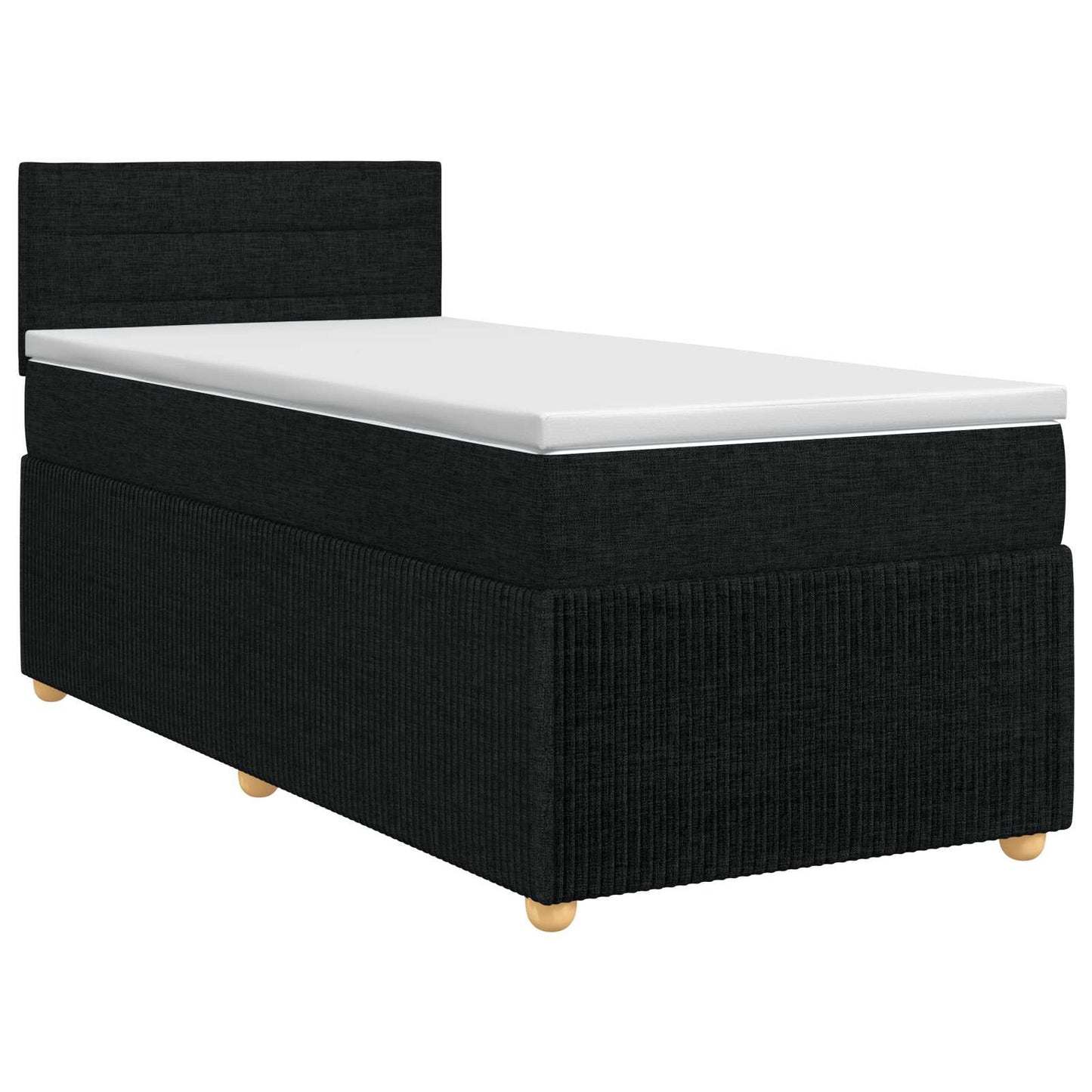 Postel Boxspring S Matrací S Čelo Černá 90 X 200 Cm Textil