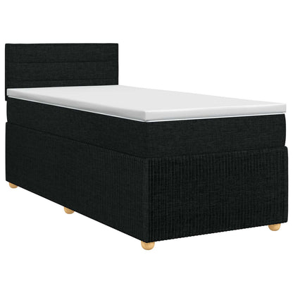 Postel Boxspring S Matrací S Čelo Černá 90 X 200 Cm Textil