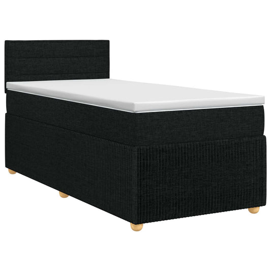 Postel Boxspring S Matrací S Čelo Černá 90 X 200 Cm Textil