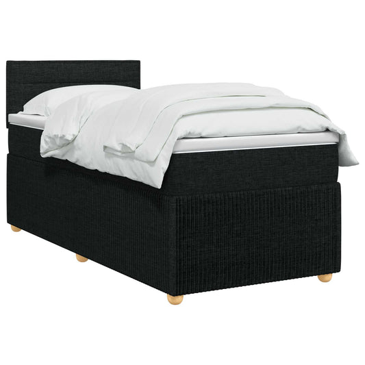 Postel Boxspring S Matrací S Čelo Černá 90 X 200 Cm Textil