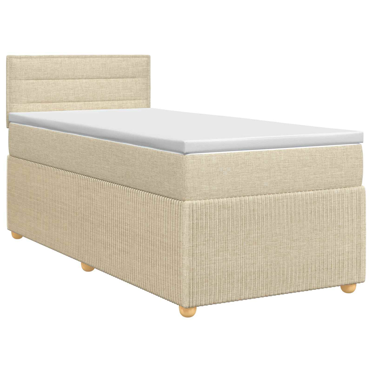 Postel Boxspring S Matrací S Čelo Krémová 90 X 200 Cm Textil