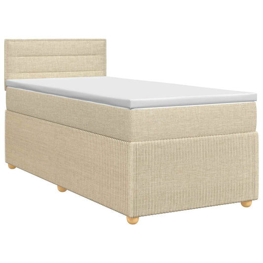 Postel Boxspring S Matrací S Čelo Krémová 90 X 200 Cm Textil