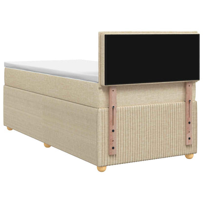 Postel Boxspring S Matrací S Čelo Krémová 90 X 200 Cm Textil