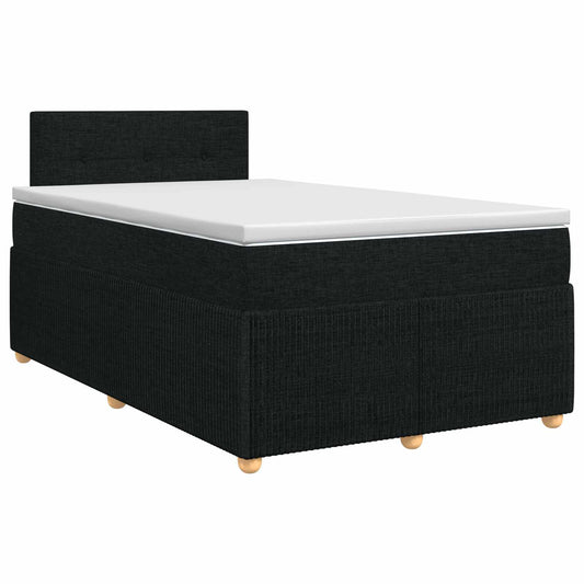 Postel Boxspring S Matrací S Čelo Černá 120 X 200 Cm Textil