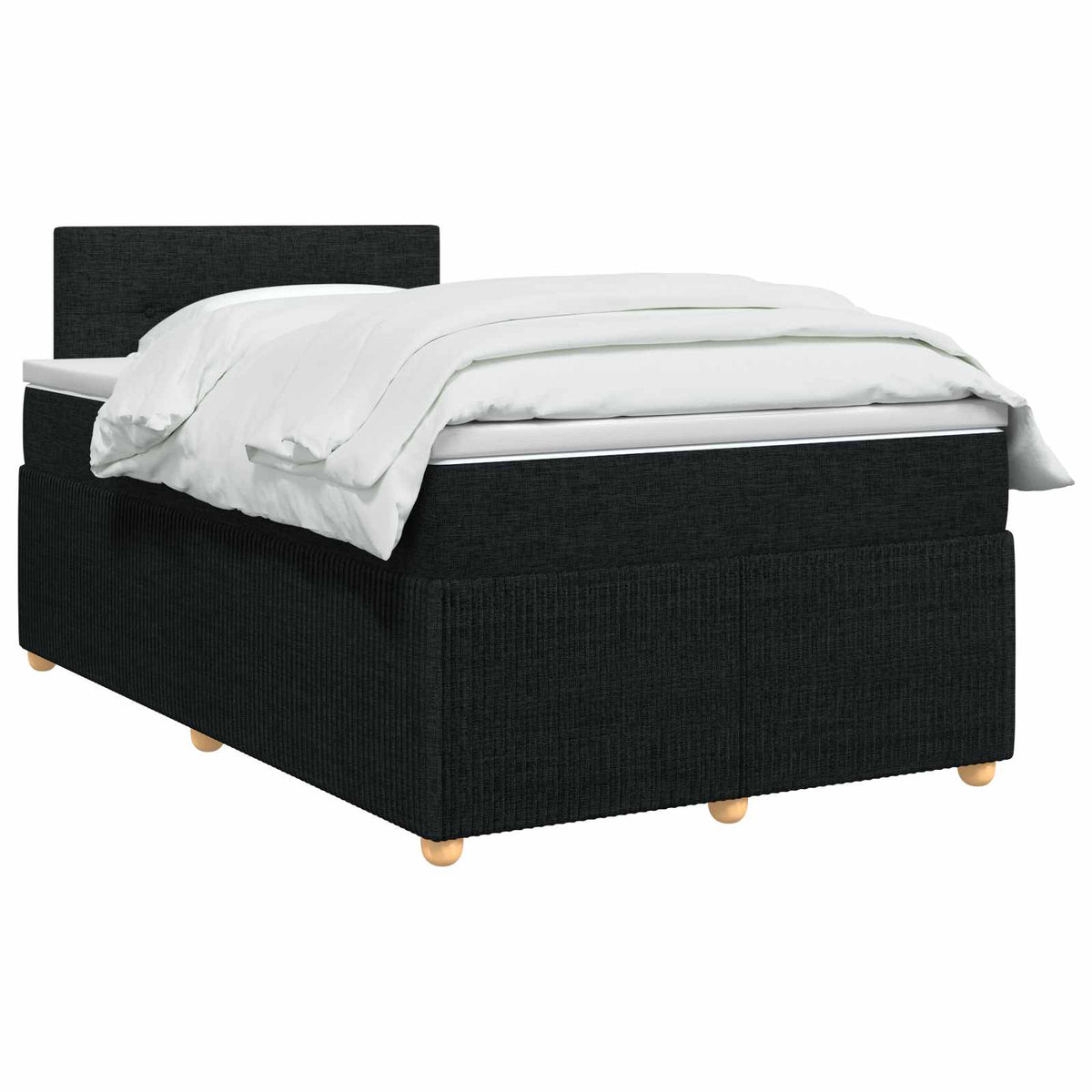Postel Boxspring S Matrací S Čelo Černá 120 X 200 Cm Textil