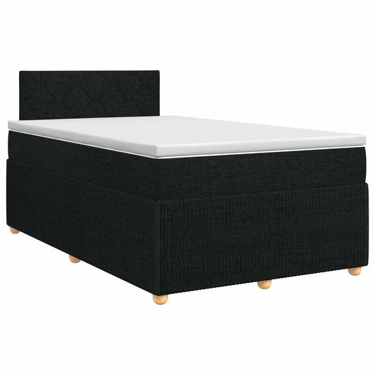 Postel Boxspring S Matrací S Čelo Černá 120 X 200 Cm Textil