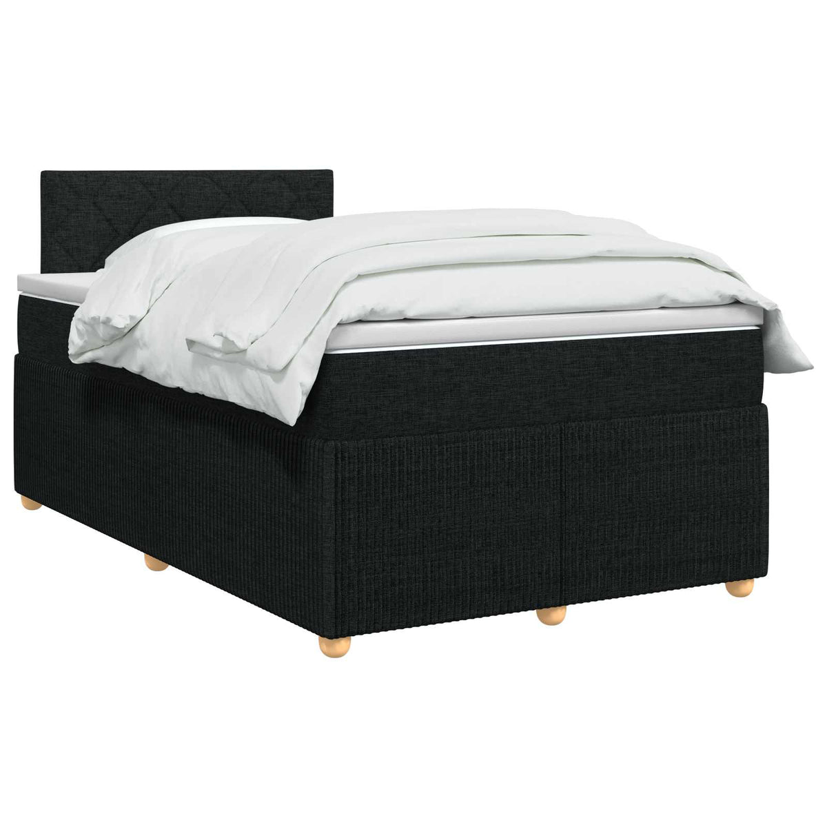 Postel Boxspring S Matrací S Čelo Černá 120 X 200 Cm Textil