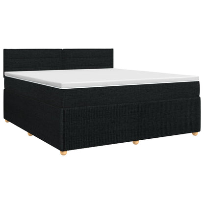 Postel Boxspring S Matrací S Čelo Černá 140 X 190 Cm Textil