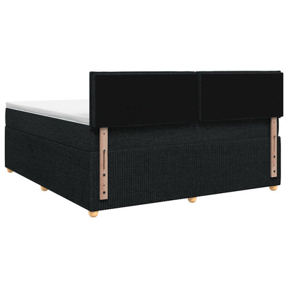 Postel Boxspring S Matrací S Čelo Černá 140 X 190 Cm Textil