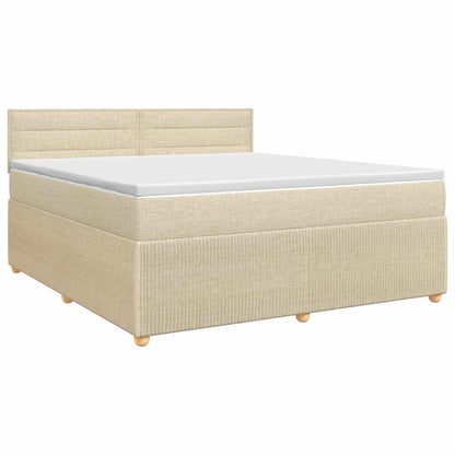 Postel Boxspring S Matrací S Čelo Krémová 140 X 190 Cm Textil
