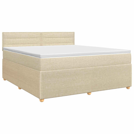 Postel Boxspring S Matrací S Čelo Krémová 140 X 190 Cm Textil