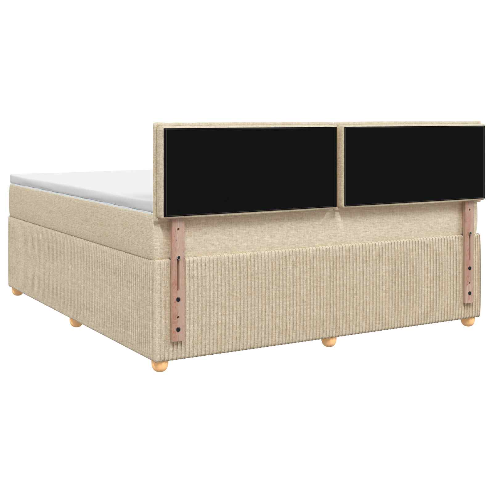 Postel Boxspring S Matrací S Čelo Krémová 140 X 190 Cm Textil