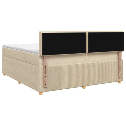 Postel Boxspring S Matrací S Čelo Krémová 140 X 190 Cm Textil