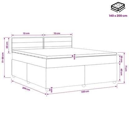Postel Boxspring S Matrací Tmavě Šedá 140 X 200 Cm Textil