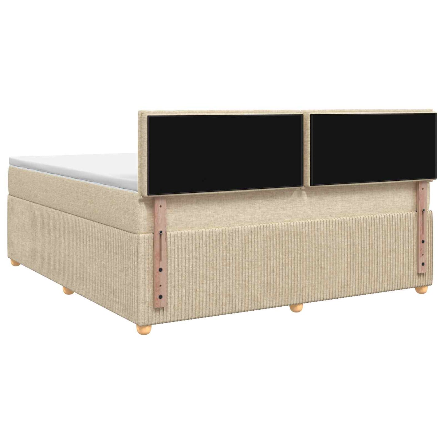 Postel Boxspring S Matrací S Čelo Krémová 140 X 200 Cm Textil