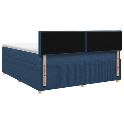 Postel Boxspring S Matrací S Čelo Modrá 140 X 200 Cm Textil