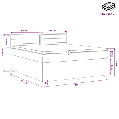 Postel Boxspring S Matrací Tmavě Šedá 160 X 200 Cm Textil