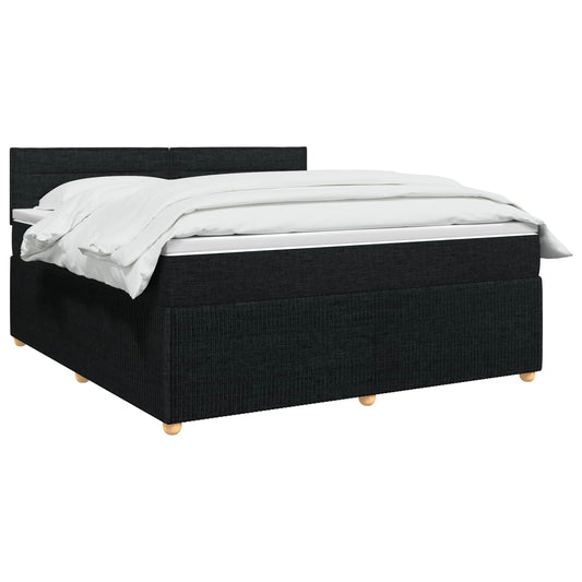 Postel Boxspring S Matrací S Čelo Černá 160 X 200 Cm Textil