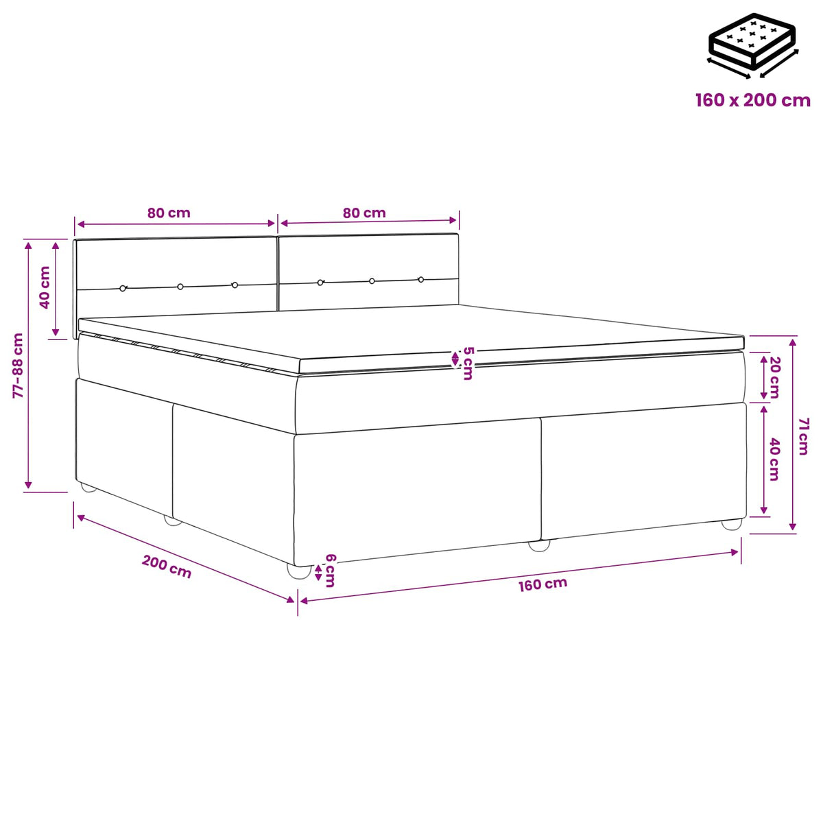 Postel Boxspring S Matrací Světle Šedá 160 X 200 Cm Textil