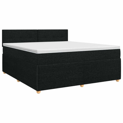 Postel Boxspring S Matrací S Čelo Černá 160 X 200 Cm Textil