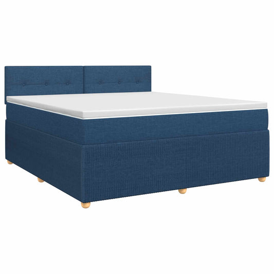 Postel Boxspring S Matrací S Čelo Modrá 160 X 200 Cm Textil