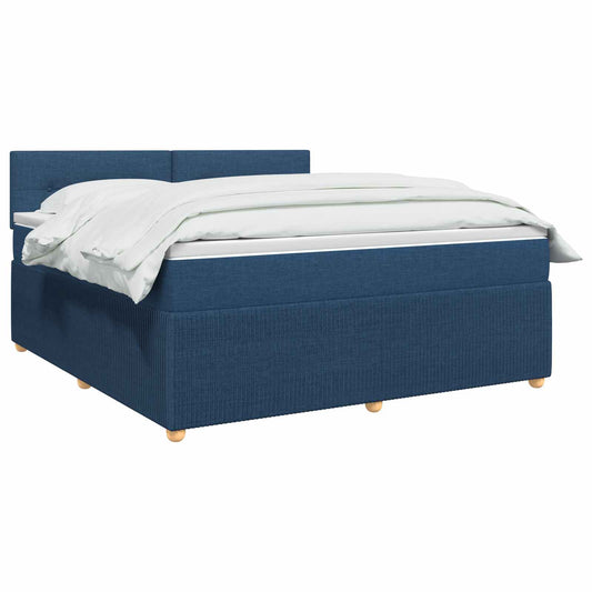 Postel Boxspring S Matrací S Čelo Modrá 160 X 200 Cm Textil