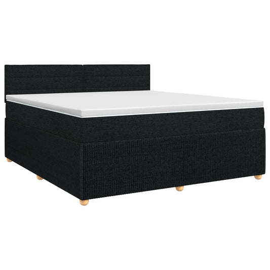 Postel Boxspring S Matrací S Čelo Černá 180 X 200 Cm Textil